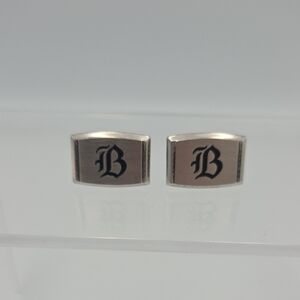 Classic Silver Cufflinks with Black Initials